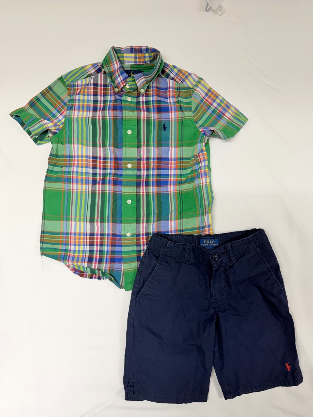 Ralph Lauren Green Multi-Color Plaid Short-Sleeve Button-Down